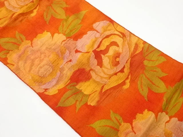 JAPANESE NAGOYA OBI / TSUMUGI / WOVEN FLOWER